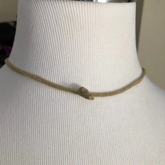 Faceted Clear Pendant on Tan Leather Necklace - Picture 8 of 10